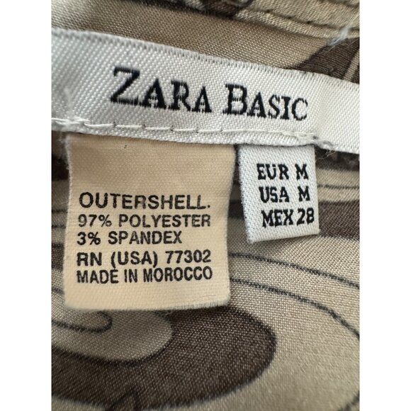 2/$30 ZARA Basic M Brown Taupe Ivory Floral Print Kimono Satiny Dress - Picture 4 of 16